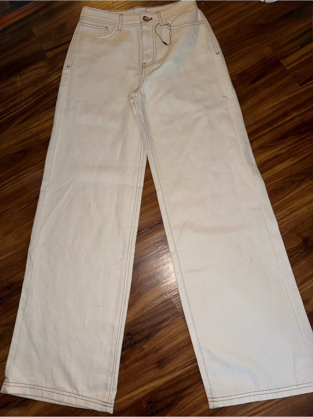 Zara's High-Rise Wide-Leg Jeans Cream color NWOT - Picture 5 of 9